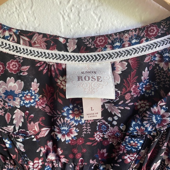 ⚡️3 for $17⚡️KNOX ROSE Sheer Floral Print Blouse - Picture 2 of 2